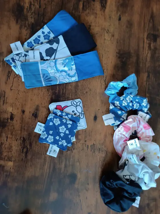 Chouchous, lingettes lavables et étuis à lunettes faits main